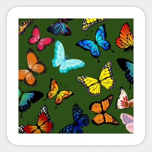 Colorful butterflies green background Sticker